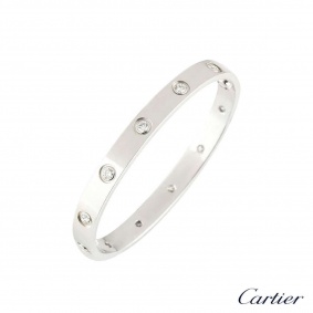 Cartier White Gold Full Diamond Love Bracelet Size 17 B6040717 Cartier White Gold Full Diamond Love Bracelet Size 17 B6040717